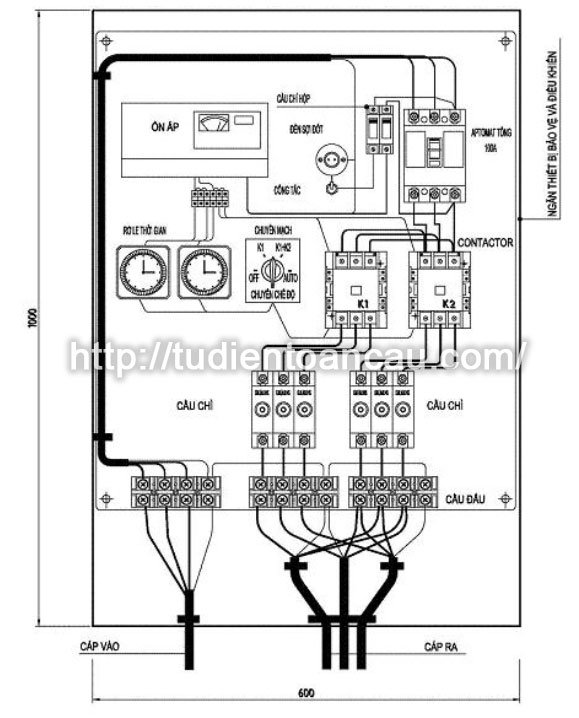 Sơ đồ nguyên lý của tủ điều khiển chiếu sáng